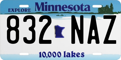 MN license plate 832NAZ