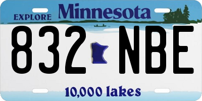 MN license plate 832NBE