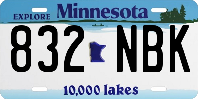 MN license plate 832NBK