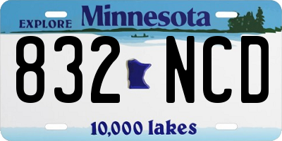 MN license plate 832NCD