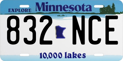 MN license plate 832NCE