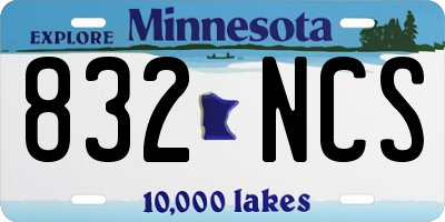 MN license plate 832NCS