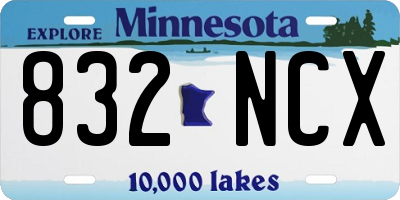 MN license plate 832NCX