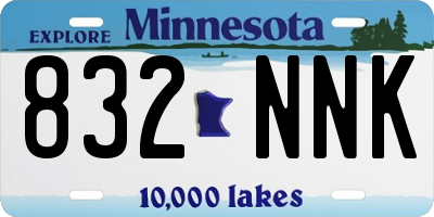 MN license plate 832NNK