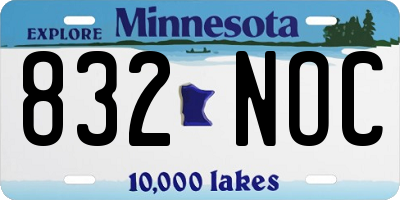 MN license plate 832NOC