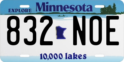 MN license plate 832NOE