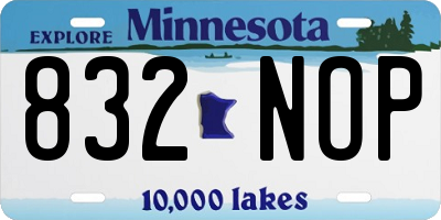 MN license plate 832NOP