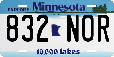 MN license plate 832NOR