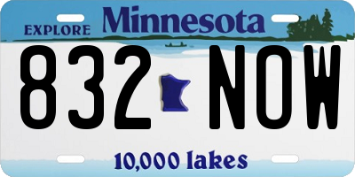 MN license plate 832NOW