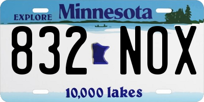 MN license plate 832NOX