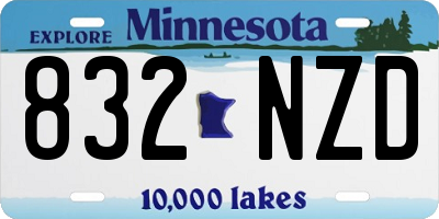 MN license plate 832NZD