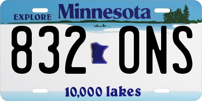 MN license plate 832ONS