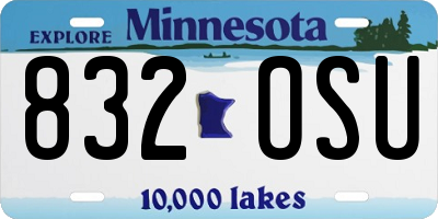 MN license plate 832OSU