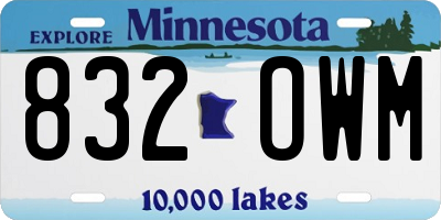 MN license plate 832OWM