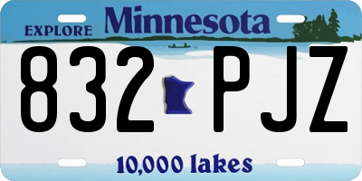MN license plate 832PJZ