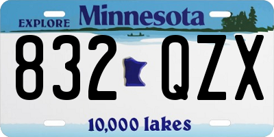 MN license plate 832QZX