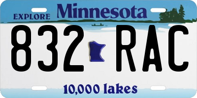 MN license plate 832RAC