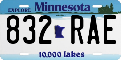 MN license plate 832RAE
