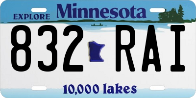 MN license plate 832RAI