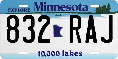 MN license plate 832RAJ