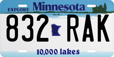 MN license plate 832RAK