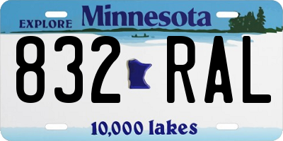 MN license plate 832RAL