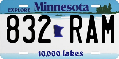 MN license plate 832RAM