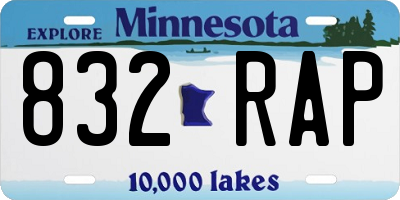 MN license plate 832RAP