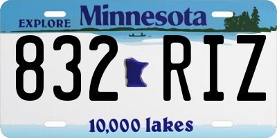 MN license plate 832RIZ