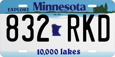 MN license plate 832RKD