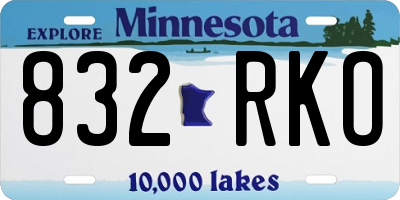 MN license plate 832RKO