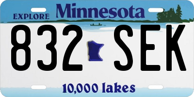 MN license plate 832SEK