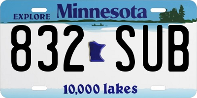 MN license plate 832SUB