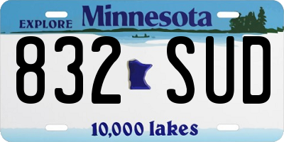 MN license plate 832SUD