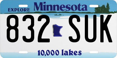 MN license plate 832SUK