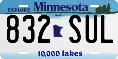 MN license plate 832SUL