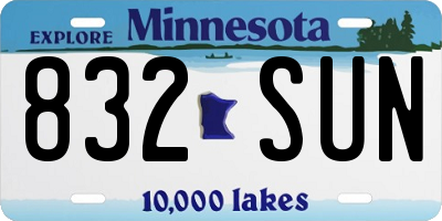 MN license plate 832SUN