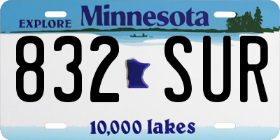 MN license plate 832SUR