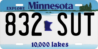 MN license plate 832SUT