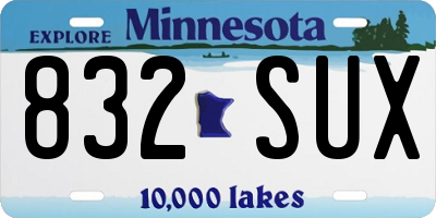 MN license plate 832SUX