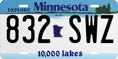 MN license plate 832SWZ