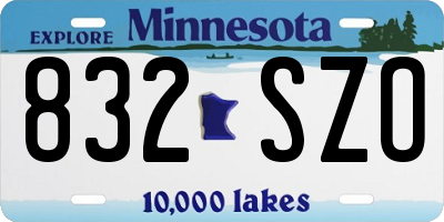 MN license plate 832SZO