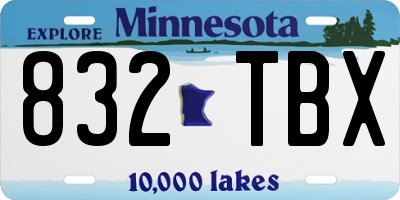 MN license plate 832TBX