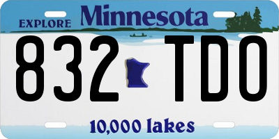 MN license plate 832TDO