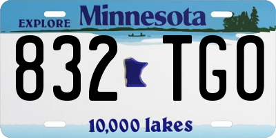 MN license plate 832TGO