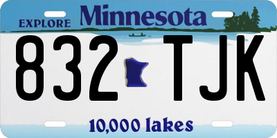 MN license plate 832TJK
