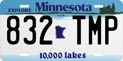 MN license plate 832TMP
