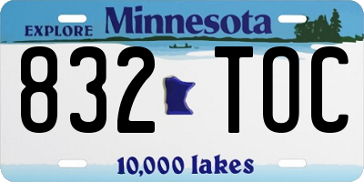 MN license plate 832TOC