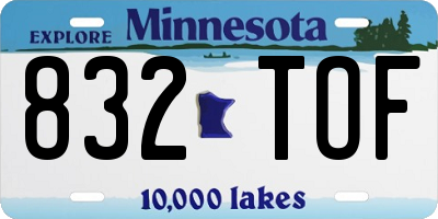 MN license plate 832TOF