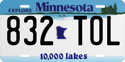 MN license plate 832TOL